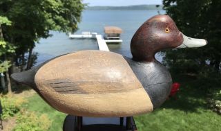 Vintage Mason Premier Drake Redhead Duck Decoy Hollow Snakey Head Paint