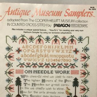 Paragon Antique Museum Samplers Cross Stitch Chart Pattern Booklet Cooper Hewitt 3
