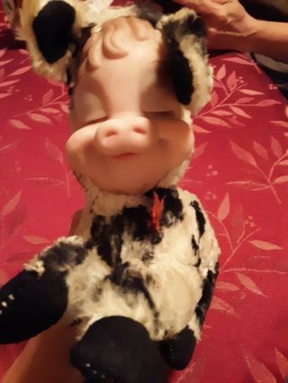 Vintage Rushton Star Creation Stuffed Animal Maybe a pig or cow from the 50 ' s? 3