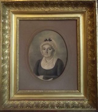 French First Empire Antique Society Portrait Drawing Of A Noble Lady Coulon 1823