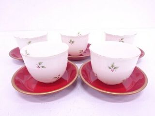 70755 Japanese Porcelain Tachikichi Adam & Eve Tea Cup & Saucer / Set Of 5