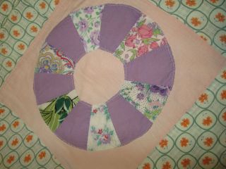 Antique Vintage Quilt Feed Sack Dresden Plate Pattern 75 x 70 Fabrics 2