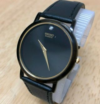 Vintage Seiko 5y94 - 8029 Mens Diamond Accent Black Quartz Watch Hours Battery
