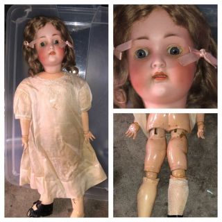 Antique 23” German Bisque Rare Ball And Joint 136/0 Doll