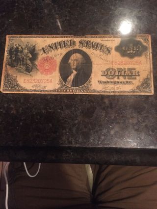 (1) Antique 1917 Legal Tender For One Dollar Bill Red Seal Large Note