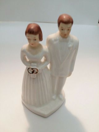 Vintage Bride And Groom Figures Cross Wedding Cake Topper Ceramic Japan Rustco