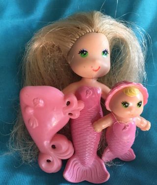 Vintage Kenner 1979 Sea Wees Mermaid Doll,  Sandy,  Pink Blonde Mermaid W Baby