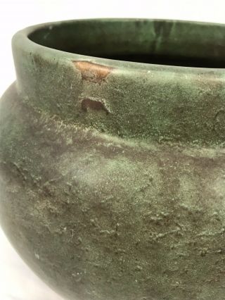 Large Antique Vintage Arts & Crafts Green Art Pottery Planter Jardiniere Vase 6