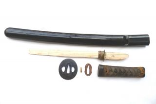 Antique japanese koshirae wakizashi katana sword tsuba armor kashira kozuka 3
