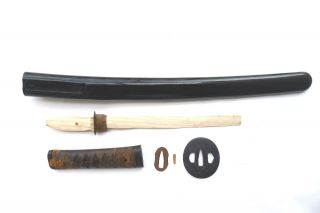 Antique japanese koshirae wakizashi katana sword tsuba armor kashira kozuka 4