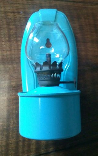 Vintage Enamel Oil Lamp Wall Mounted Nursery Air Raid Blue