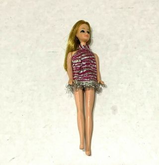 Vintage Topper Dancing Dawn With Pink/silver Mini Dress B11a
