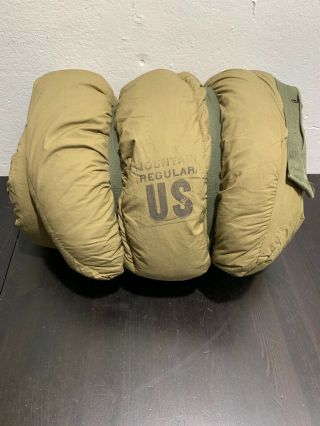 Vintage Us Military Down Mountain Mummy Regular Sleeping Bag M - 1949 Zips