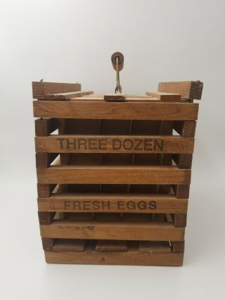 Antique Vintage Twin Brook Farms Garland Maine wooden egg carrier crate 3 Dozen 2