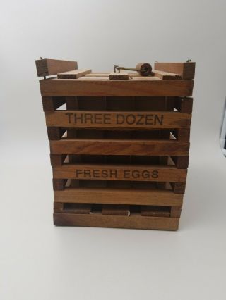 Antique Vintage Twin Brook Farms Garland Maine wooden egg carrier crate 3 Dozen 5