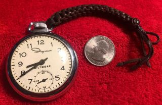 Vintage Ingraham Biltmore Pocket Watch Unique Leather Cord Hand Made
