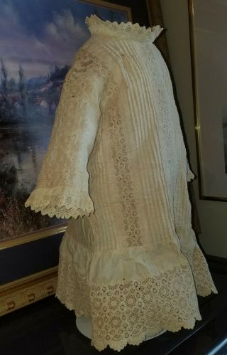 Lovely LARGE Antique Lace Doll Dress for French or German BISQUE Doll 3