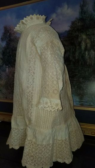 Lovely LARGE Antique Lace Doll Dress for French or German BISQUE Doll 4