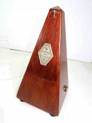 Vintage Maelzel Wooden Wind Up Mechanical Metronome W Brass Movement France