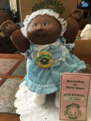 Vtg 1984 Cpk Preemie14” Black Cabbage Patch Doll In Shipper Box With Papers