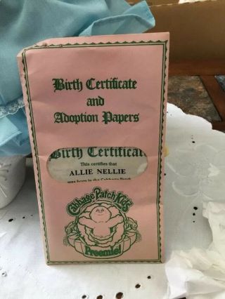 VTG 1984 CPK preemie14” Black Cabbage Patch Doll In Shipper Box With Papers 2