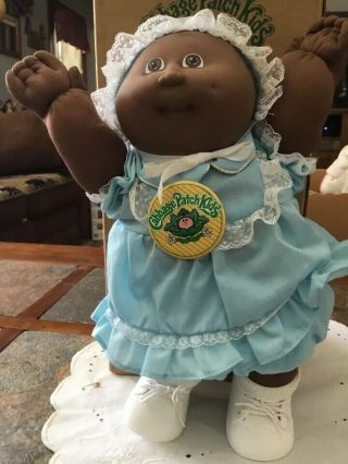 VTG 1984 CPK preemie14” Black Cabbage Patch Doll In Shipper Box With Papers 3
