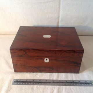 Handsome Victorian Sewing/ Jewellery Box In Polished Rosewood And Good Interior