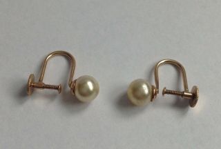 Antique Art Deco Circa 1930’s 9ct Yellow Gold Natural Pearl Earrings.