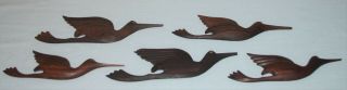 Set Of 5 Vintage Carved Wood Bird Plaques Furniture Appliques