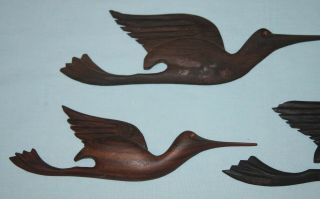 Set of 5 Vintage Carved Wood Bird Plaques Furniture Appliques 4