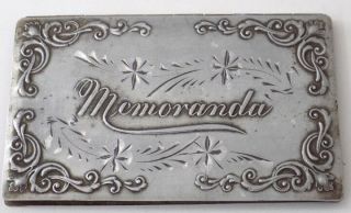 Antique Engraved Aluminum Cover Pocket Memo Notebook Carl Shockley Milan In 1904