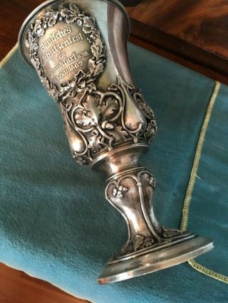 Antique Loth 13 German 800 Silver Toasting Goblet Chalice Schutzenfest Trophy