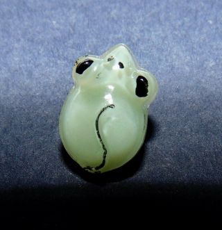 Sm Vintage Realistic Mouse Green Moonglow Glass Button 315