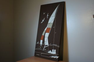 Vintage Marushka Sailboats Seagulls Print Canvas Art 12 X 24
