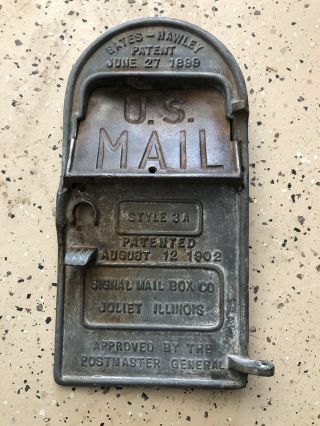Antique Cast Iron Galvinized Mailbox Us Mail Display Piece (002