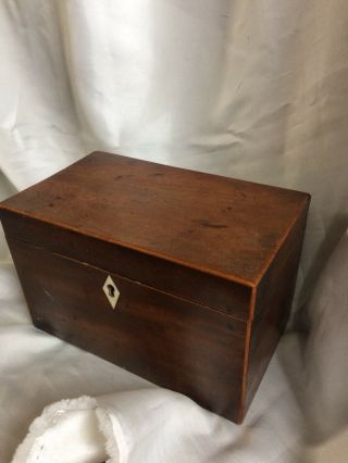 Antique Treen Wooden Ware Mahogany Tea Caddy Box,  Early 19th Century,  19 X 11cm