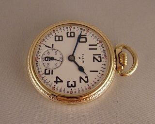 79 YEARS OLD ELGIN 17j 10k GOLD FILLED OPEN FACE SIZE 16s RAILROAD POCKET WATCH 10
