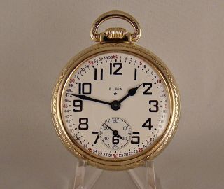 79 Years Old Elgin 17j 10k Gold Filled Open Face Size 16s Railroad Pocket Watch