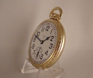 79 YEARS OLD ELGIN 17j 10k GOLD FILLED OPEN FACE SIZE 16s RAILROAD POCKET WATCH 4