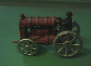 Extremely Rare Antique Vintage Cast Iron 5 " Red Ford Toy Metal Tractor See