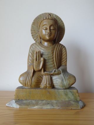 C.  19th - Antique Chinese China Soapstone Hand Carved Buddha Statue Figure