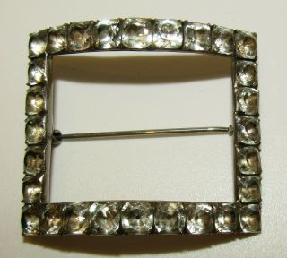 Iconic,  Large,  Antique Georgian Sterling Silver Brooch With Black Dot Paste