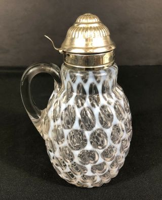 Antique 1880s Hobbs Brochunier Windows Swirled Syrup Pitcher Crystal Opalescent