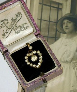 Antique,  Victorian / Edwardian Love Heart Diamond Paste Pendant Jewellery