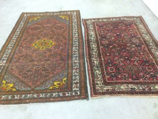 Antiques - Swiss 2 Antique Indohosseynabad Rug 4`x 6`1 And 3`5x5`1