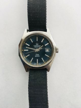 Rare Vintage Swiss Womens Certina Club 2000 Quartz Blue Pie - Pan Dial Watch