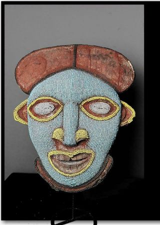 Old Tribal Large Bamileke Beaded Mask - - Cameroon