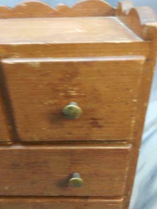 Old Vintage Antique Pine Chest of Drawers Miniature Handmade Folk Art Dresser 2