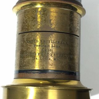 Antique 1890s J.  C Somerville ST.  LOUIS Rapid Rectilinear 8x10 PORTRAIT Lens Rare 3