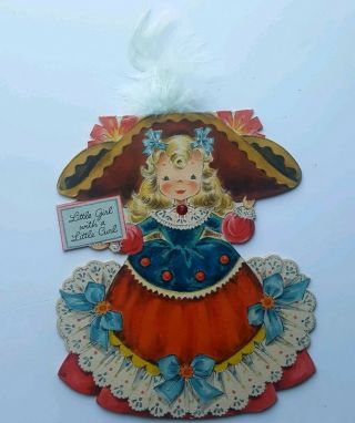 1947 Hallmark Paper Doll Card Land Of Make Believe Little Girl With A Curl